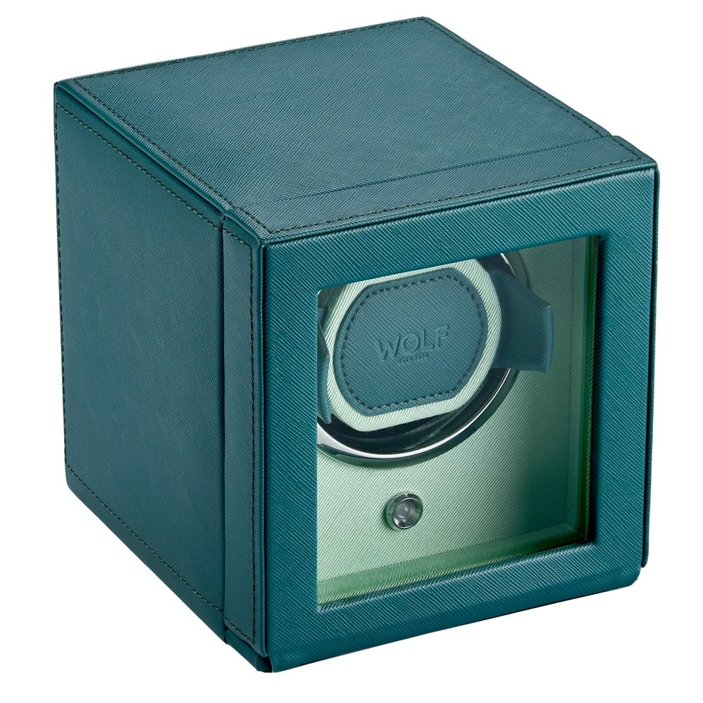 WOLF 1834 - Cub Seltzer Single Watch Winder with Cover - Teal/Mint