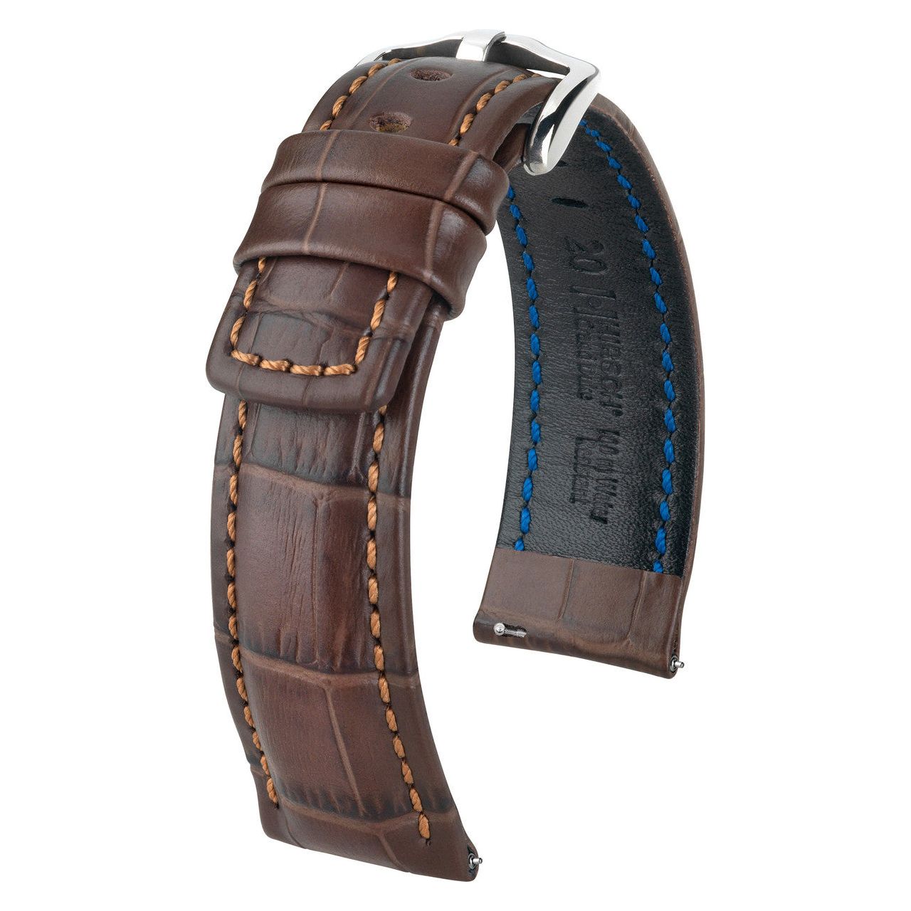 Brown HIRSCH GRAND DUKE Alligator Embossed, Water Resistant Calfskin Watchband 025 28