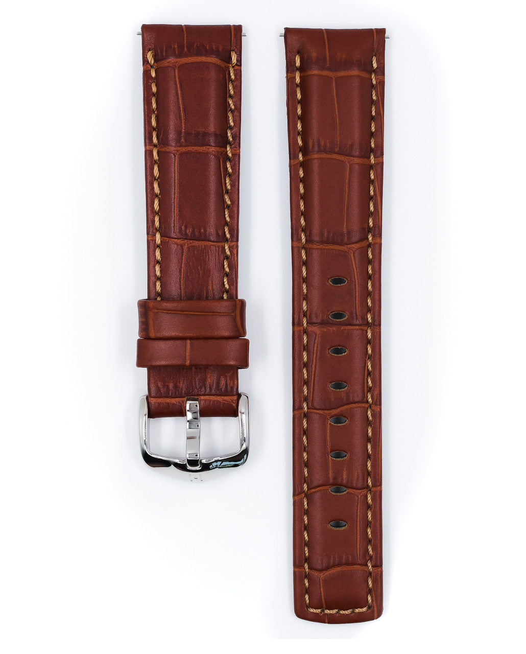 HIRSCH GRAND DUKE Alligator Embossed, Water Resistant Calfskin Watchband 025 28 - Gold Brown