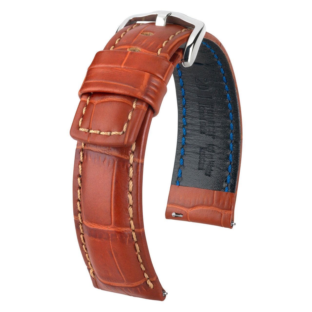 Gold Brown HIRSCH GRAND DUKE Alligator Embossed, Water Resistant Calfskin Watchband 025 28