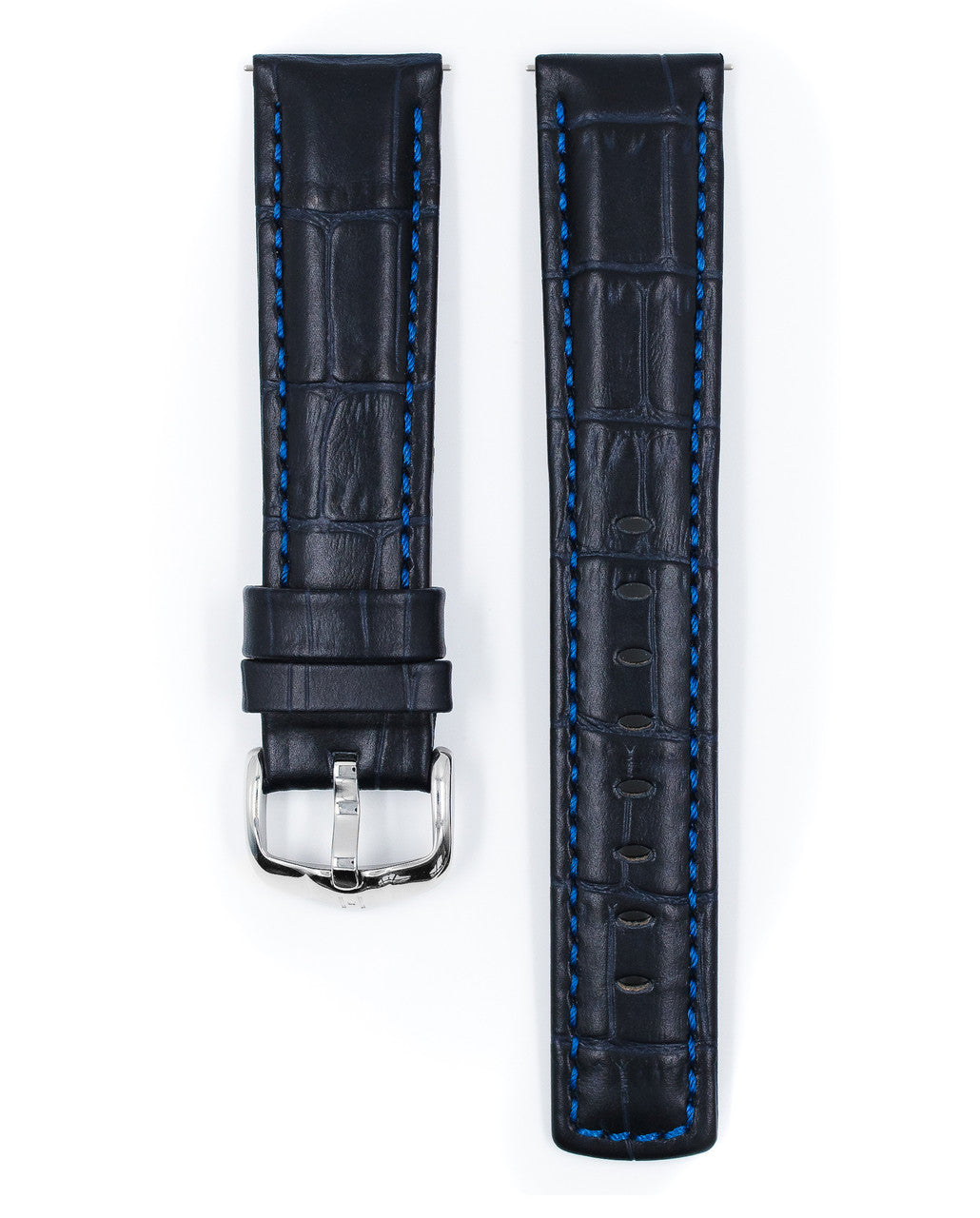 HIRSCH GRAND DUKE Alligator Embossed, Water Resistant Calfskin Watchband 025 28 - Blue