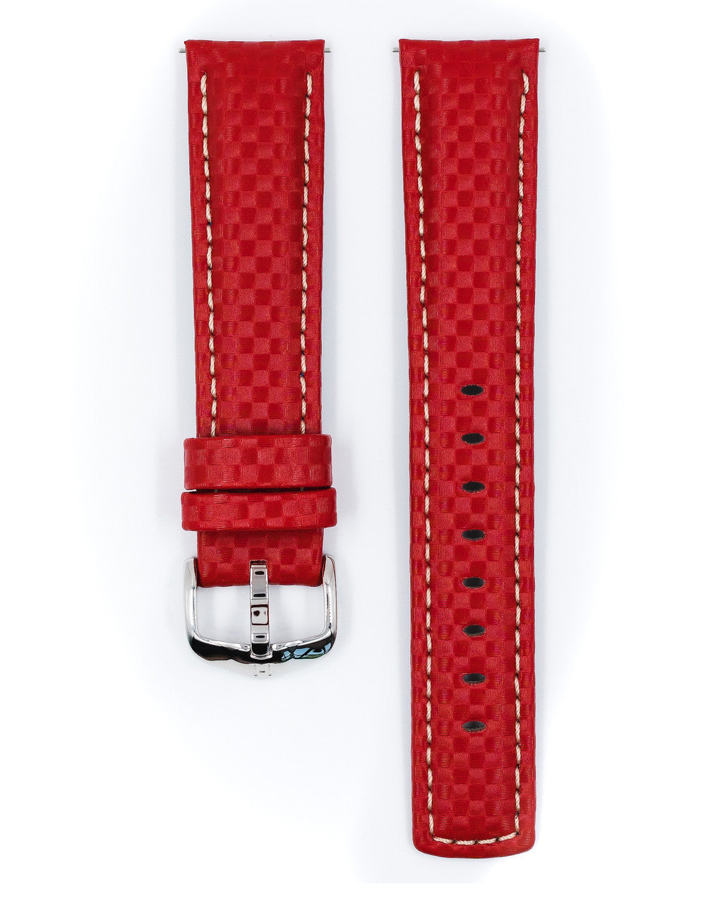 HIRSCH CARBON Water Resistant Carbon Hi-tech Leather Watch Band 025 92 - Red