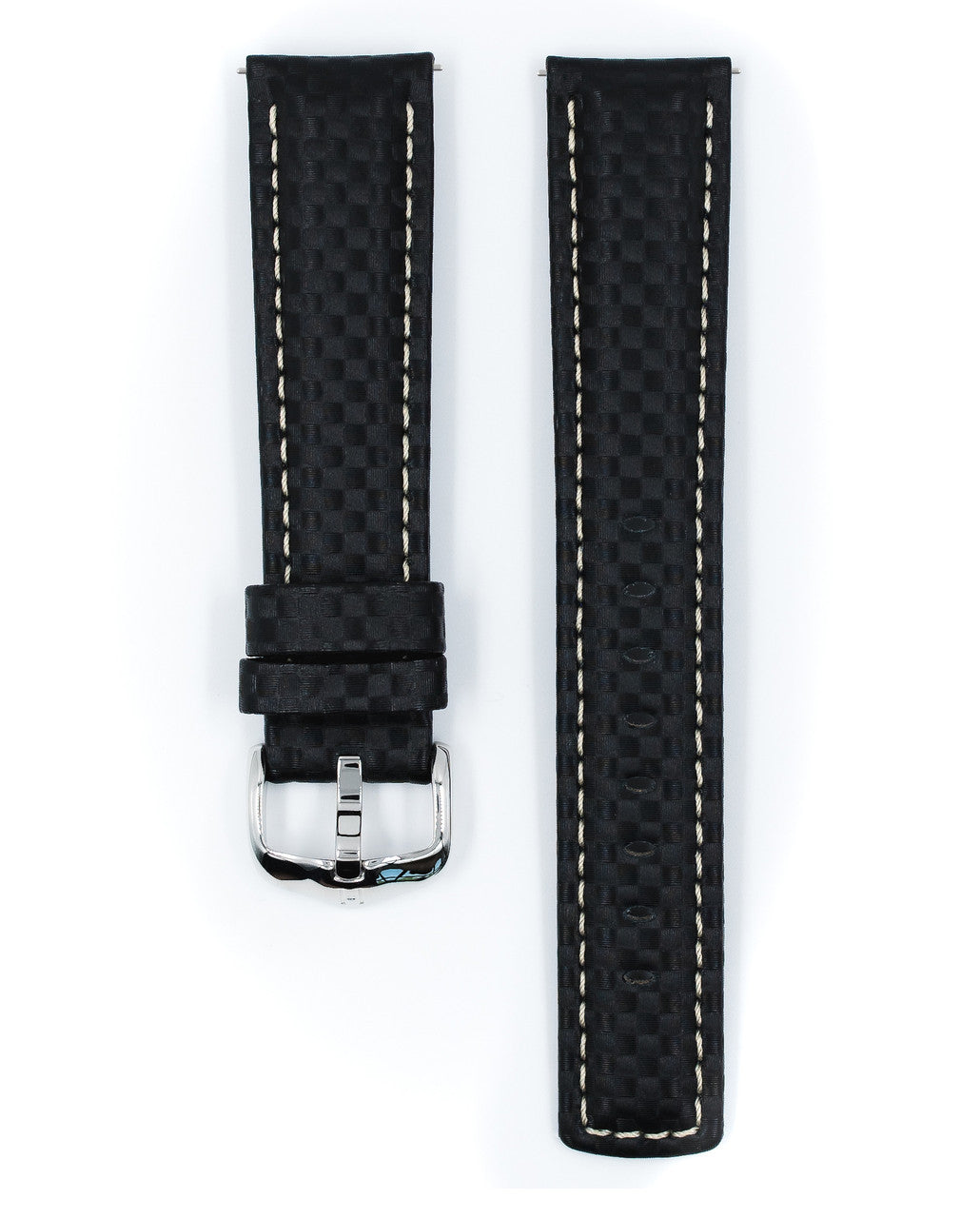 HIRSCH CARBON Water Resistant Carbon Hi-tech Leather Watch Band 025 92 - Black