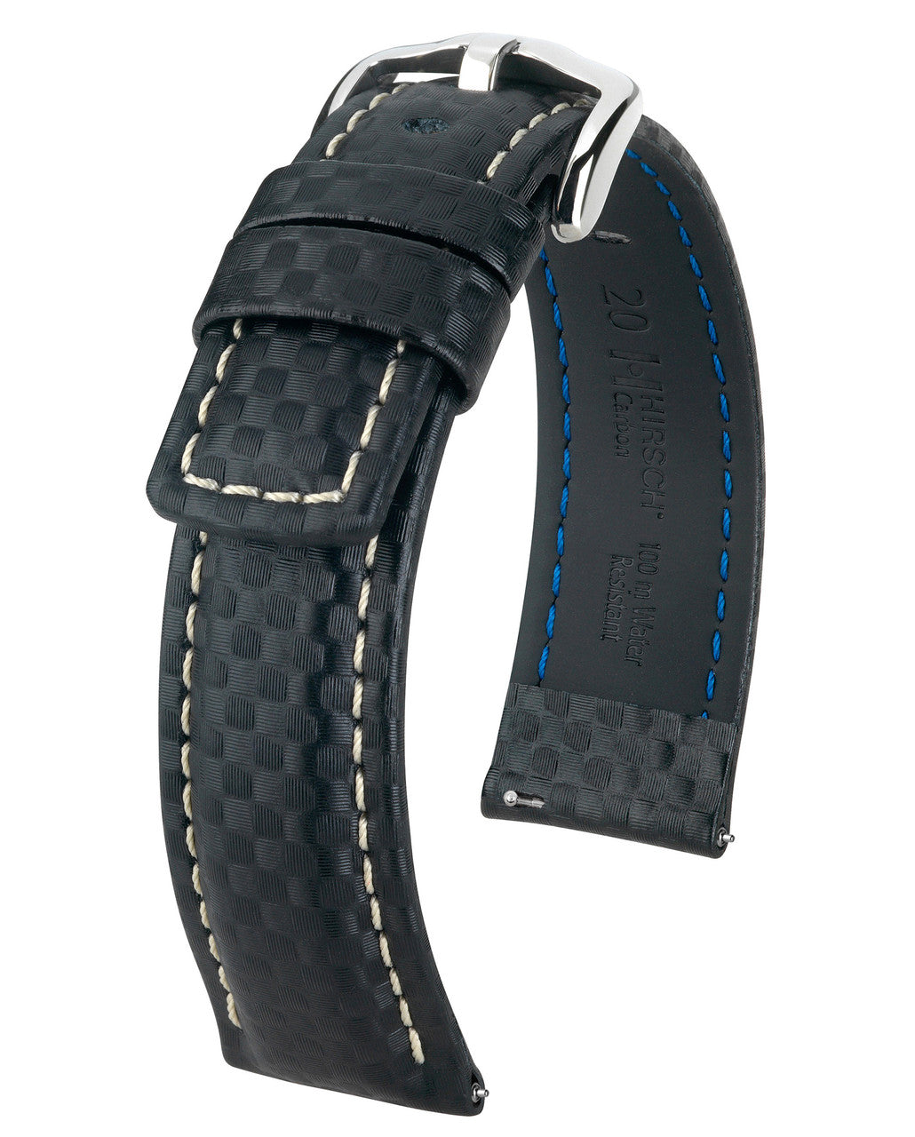 HIRSCH CARBON Water Resistant Carbon Hi-tech Leather Watch Band 025 92 - Black