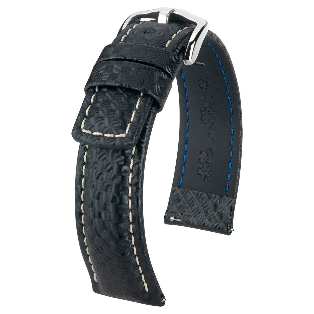 Black HIRSCH CARBON Water Resistant Carbon Hi-tech Leather Watch Band 025 92