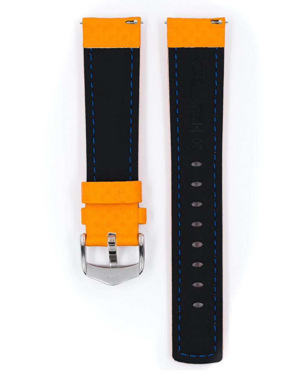 HIRSCH CARBON Water Resistant Carbon Hi-tech Leather Watch Band 025 92 - Orange