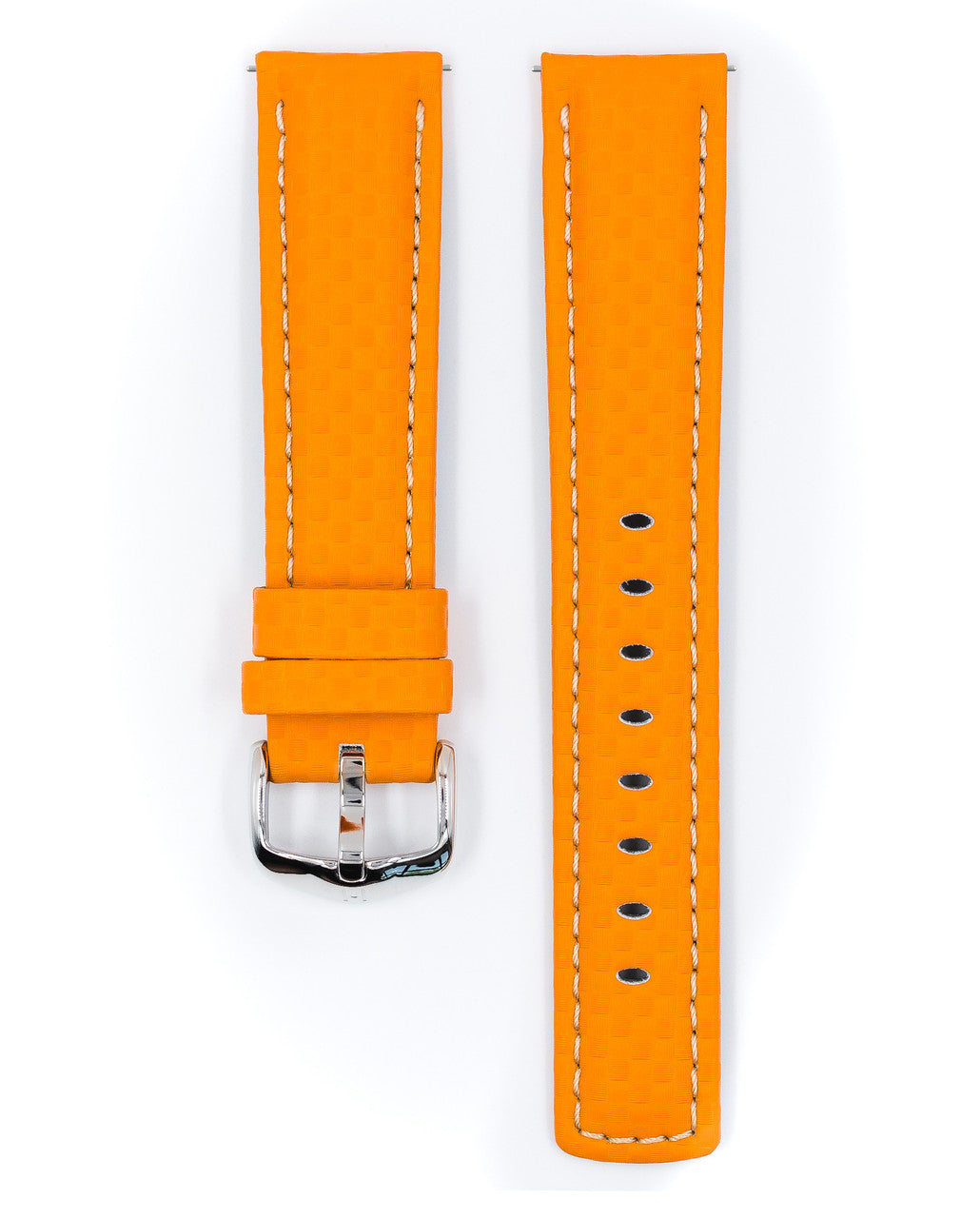 HIRSCH CARBON Water Resistant Carbon Hi-tech Leather Watch Band 025 92 - Orange