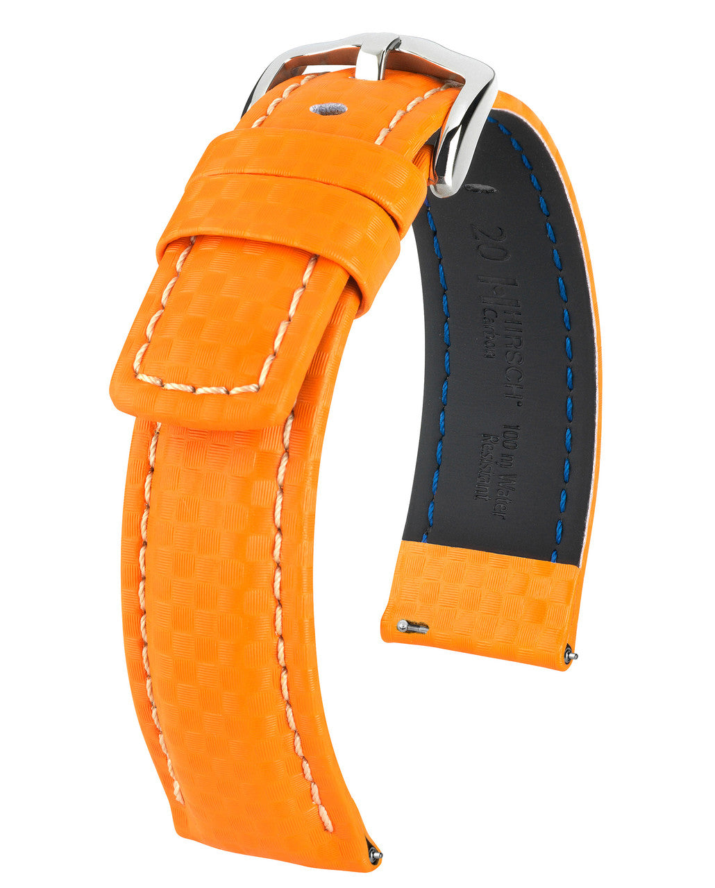 HIRSCH CARBON Water Resistant Carbon Hi-tech Leather Watch Band 025 92 - Orange