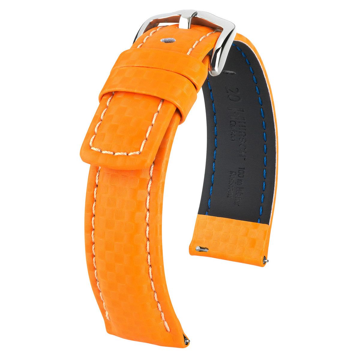 Orange HIRSCH CARBON Water Resistant Carbon Hi-tech Leather Watch Band 025 92