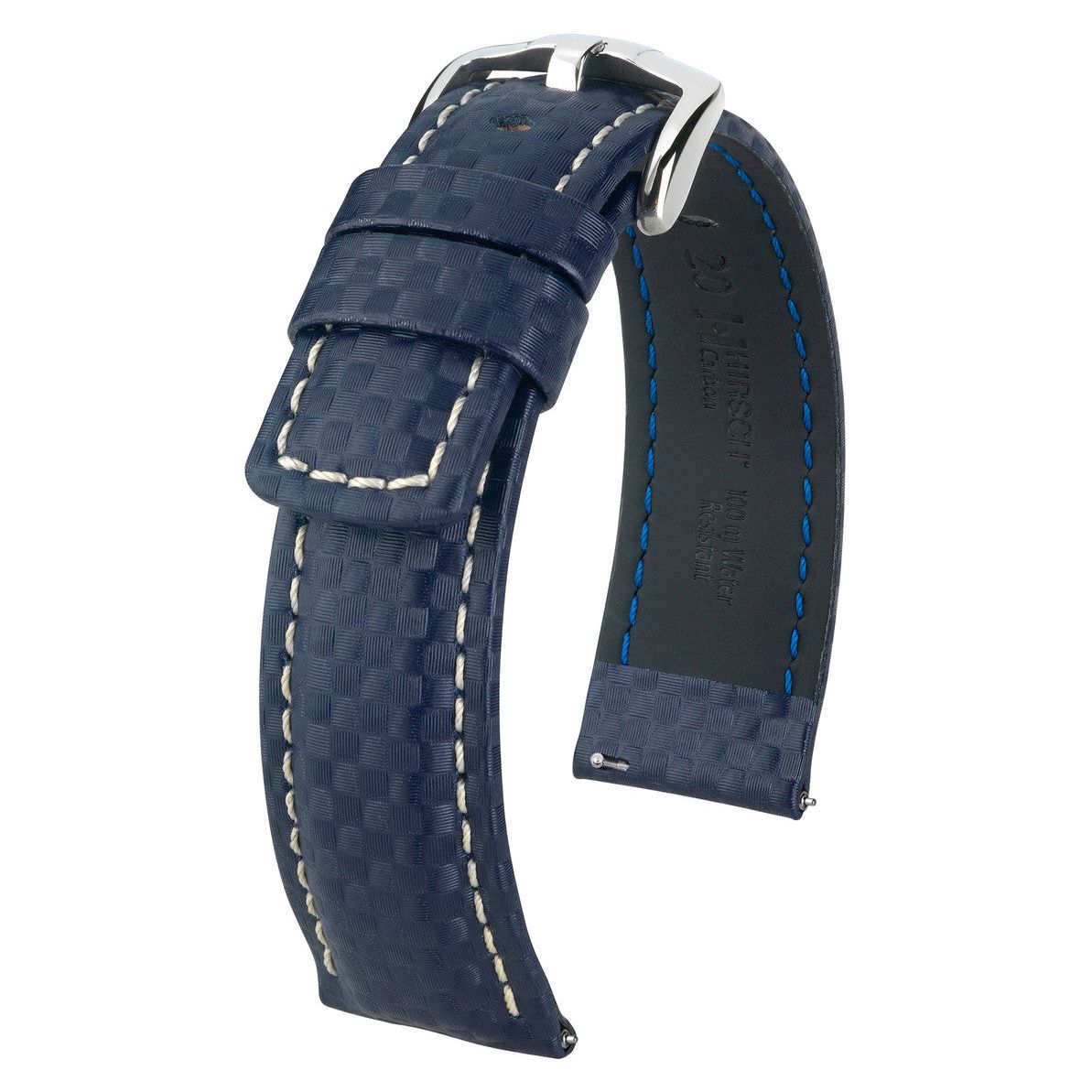 Blue HIRSCH CARBON Water Resistant Carbon Hi-tech Leather Watch Band 025 92