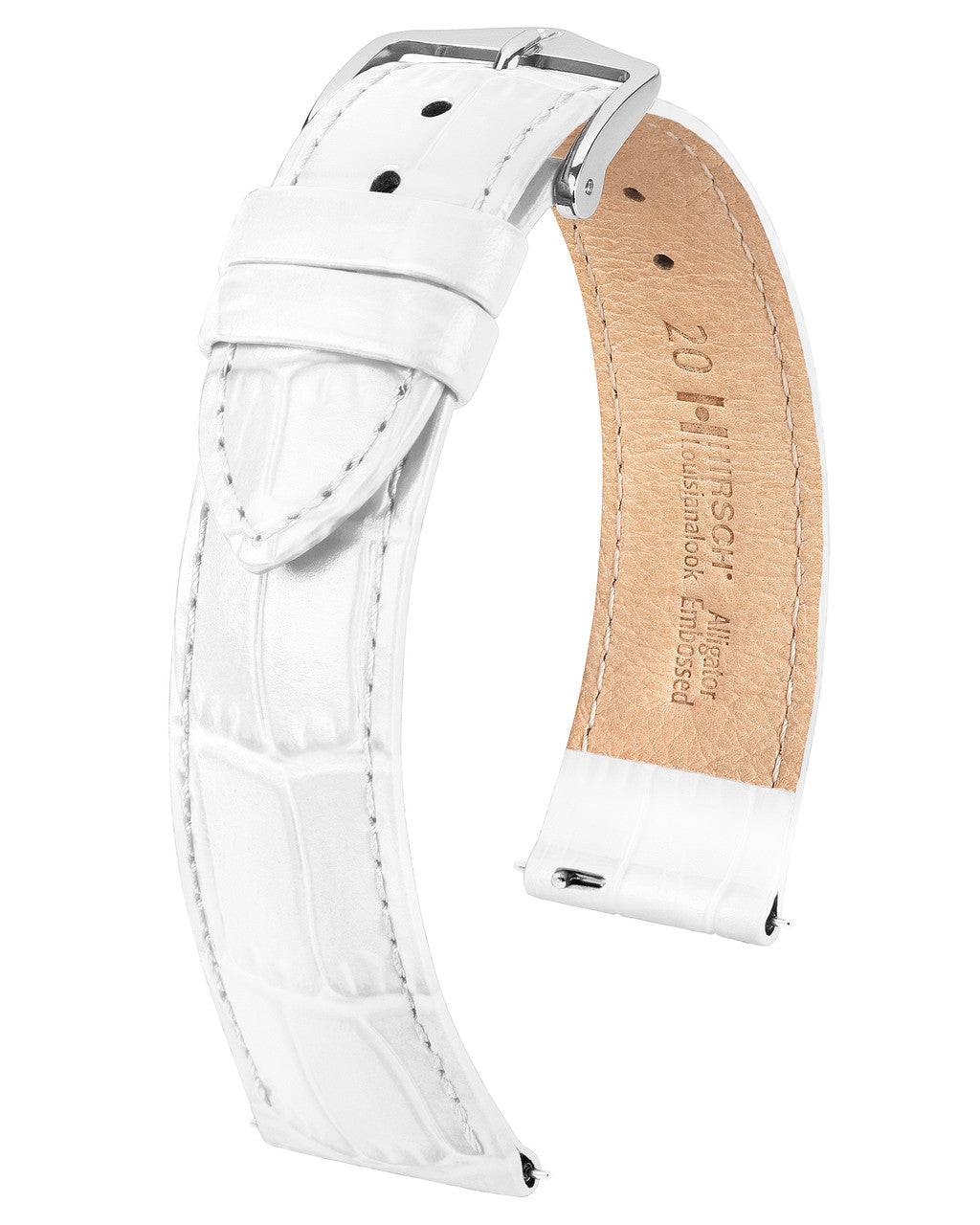 Hirsch - LOUISIANA VEGAN Performance Alligator Watch Band 0342 - White