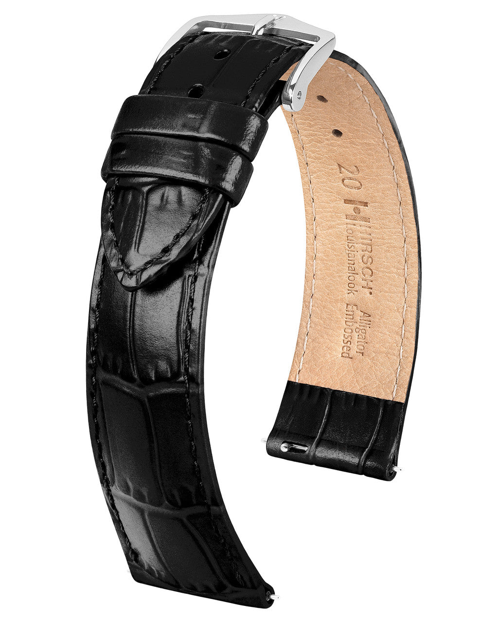 Hirsch - LOUISIANA VEGAN Performance Alligator Watch Band 0342 - Black
