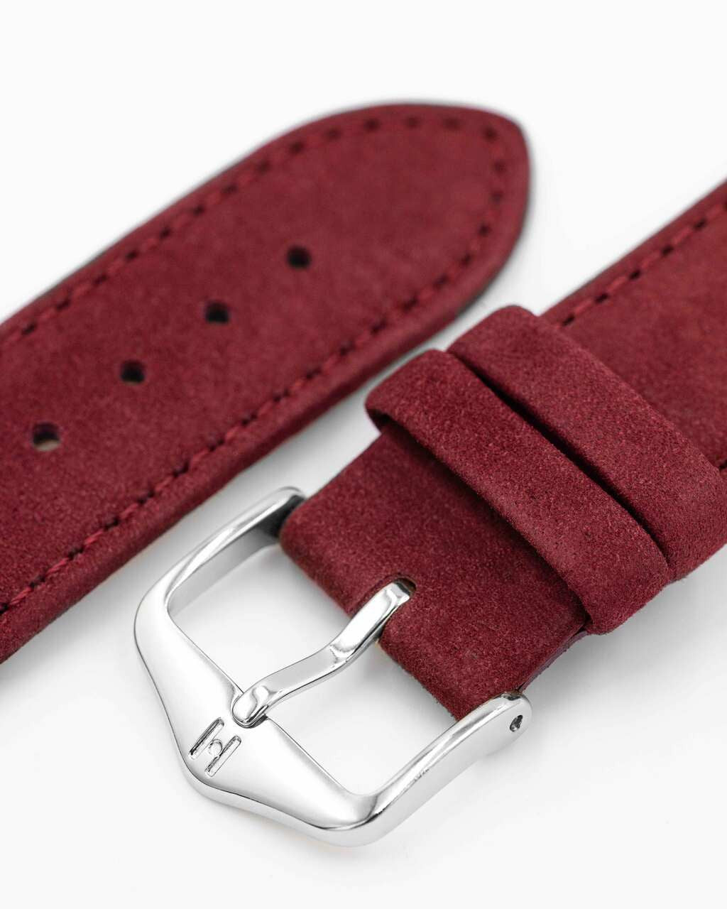 HIRSCH OSIRIS Calfskin Watch Bracelet with Nubuck Texture 034 33 - Burgundy