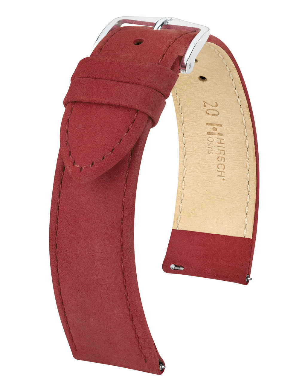 HIRSCH OSIRIS Calfskin Watch Bracelet with Nubuck Texture 034 33 - Burgundy