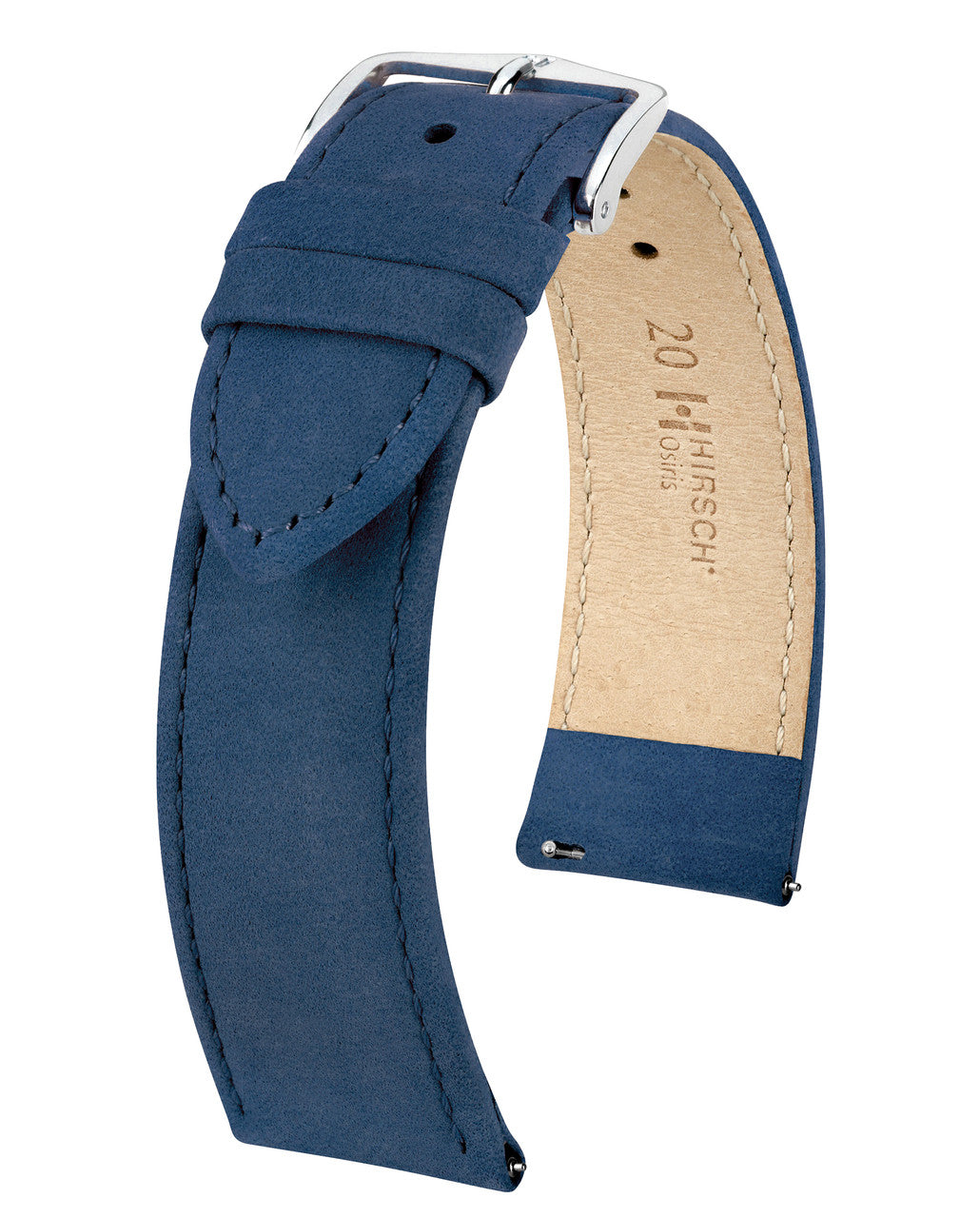 Hirsch OSIRIS Calfskin Watch Bracelet with Nubuck Texture - Navy