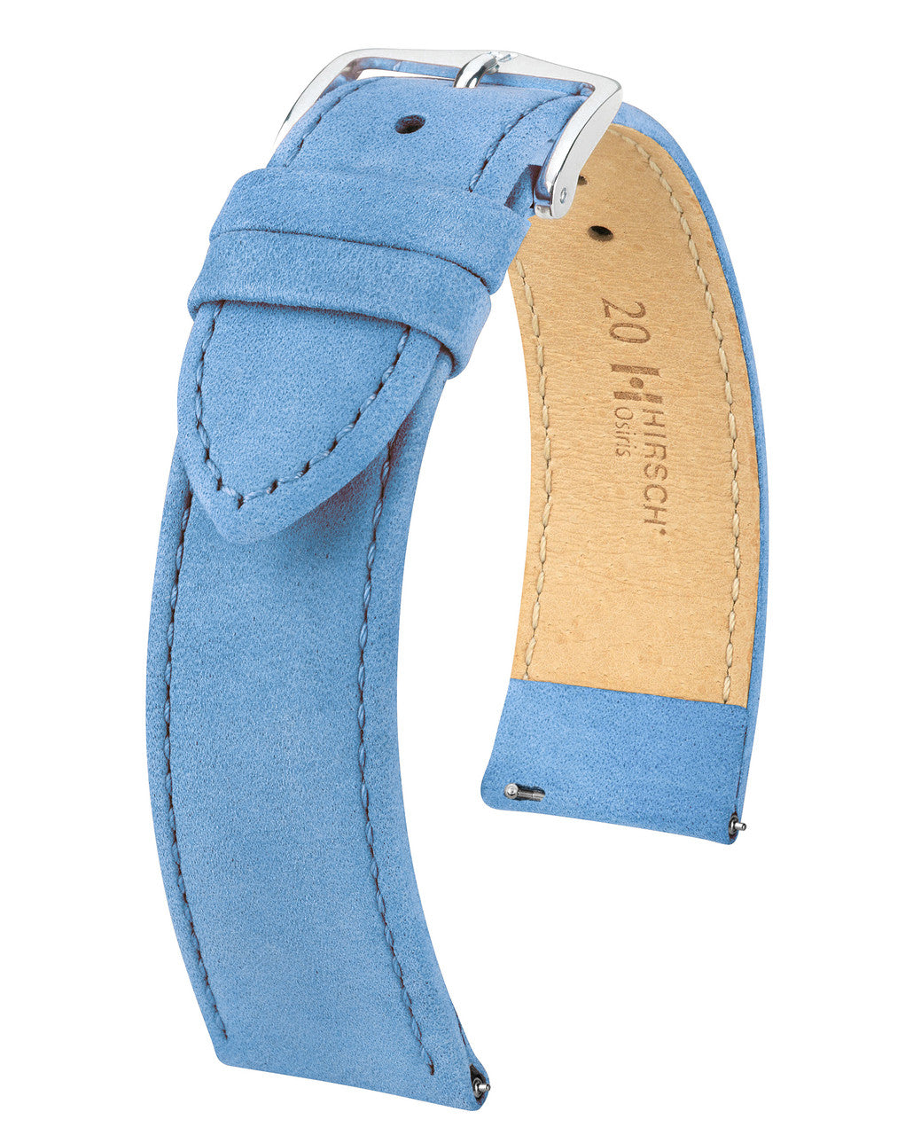 Hirsch OSIRIS Calfskin Watch Bracelet with Nubuck Texture - Blue