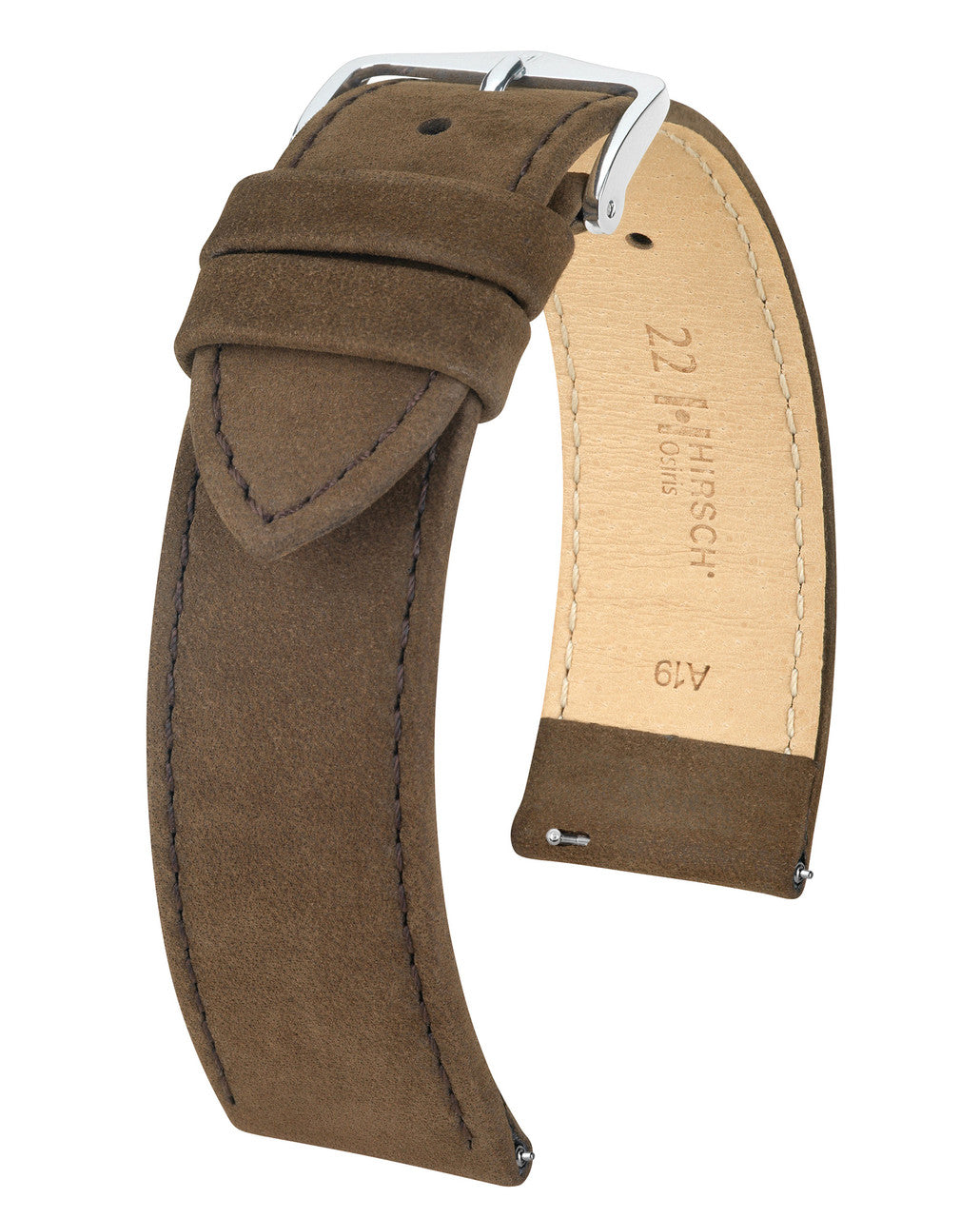 Hirsch OSIRIS Calfskin Watch Bracelet with Nubuck Texture - Brown