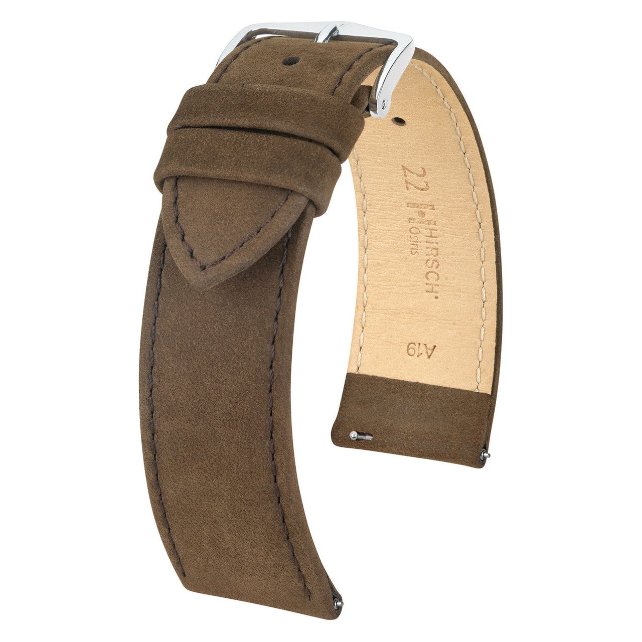 Brown HIRSCH OSIRIS Calfskin Watch Bracelet with Nubuck Texture 034 33