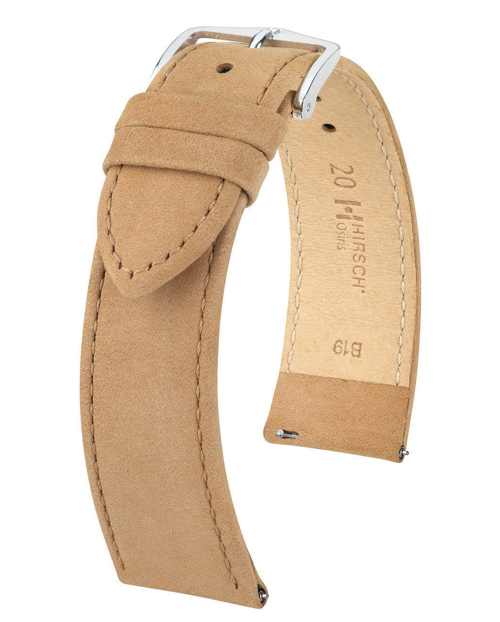 Hirsch OSIRIS Calfskin Watch Bracelet with Nubuck Texture - Beige