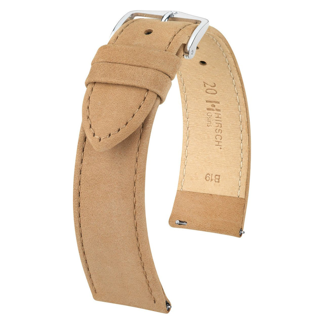 Beige HIRSCH OSIRIS Calfskin Watch Bracelet with Nubuck Texture 034 33