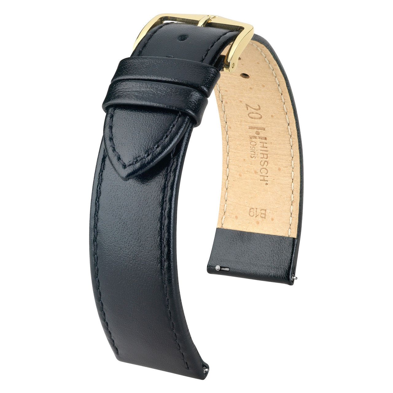 Black HIRSCH OSIRIS Box Leather Watch Bracelet 034 75