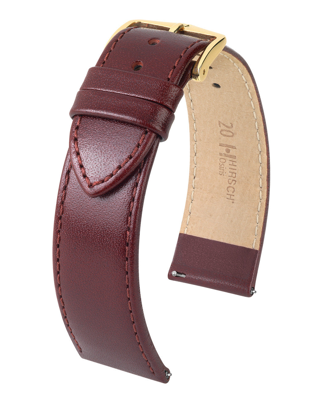 Hirsch OSIRIS Box Leather Watch Bracelet - Burgundy