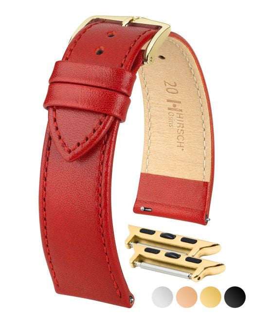 Hirsch OSIRIS Box Leather Watch Bracelet - Red - view 4