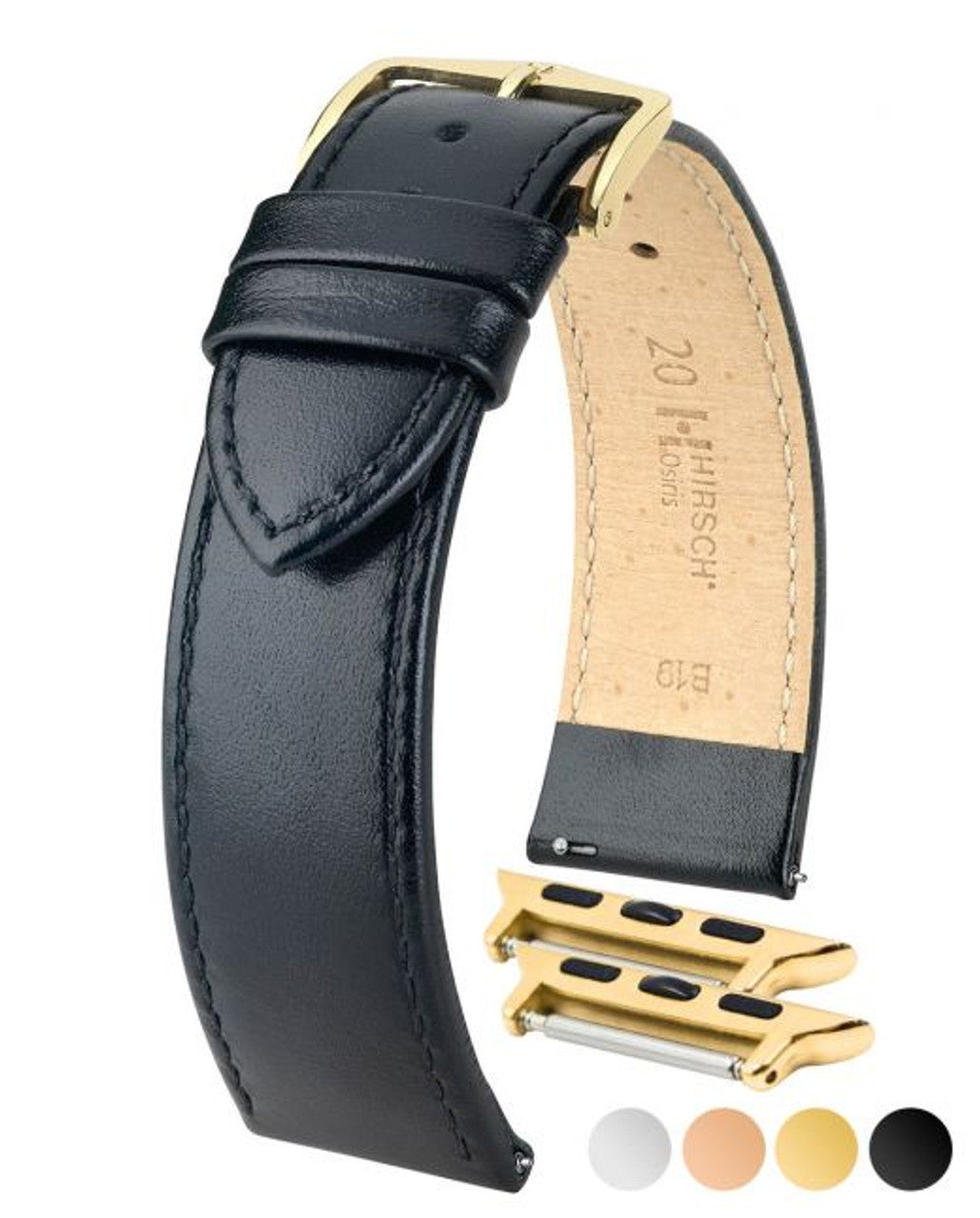 HIRSCH OSIRIS Box Leather Watch Bracelet 034 75 - Black