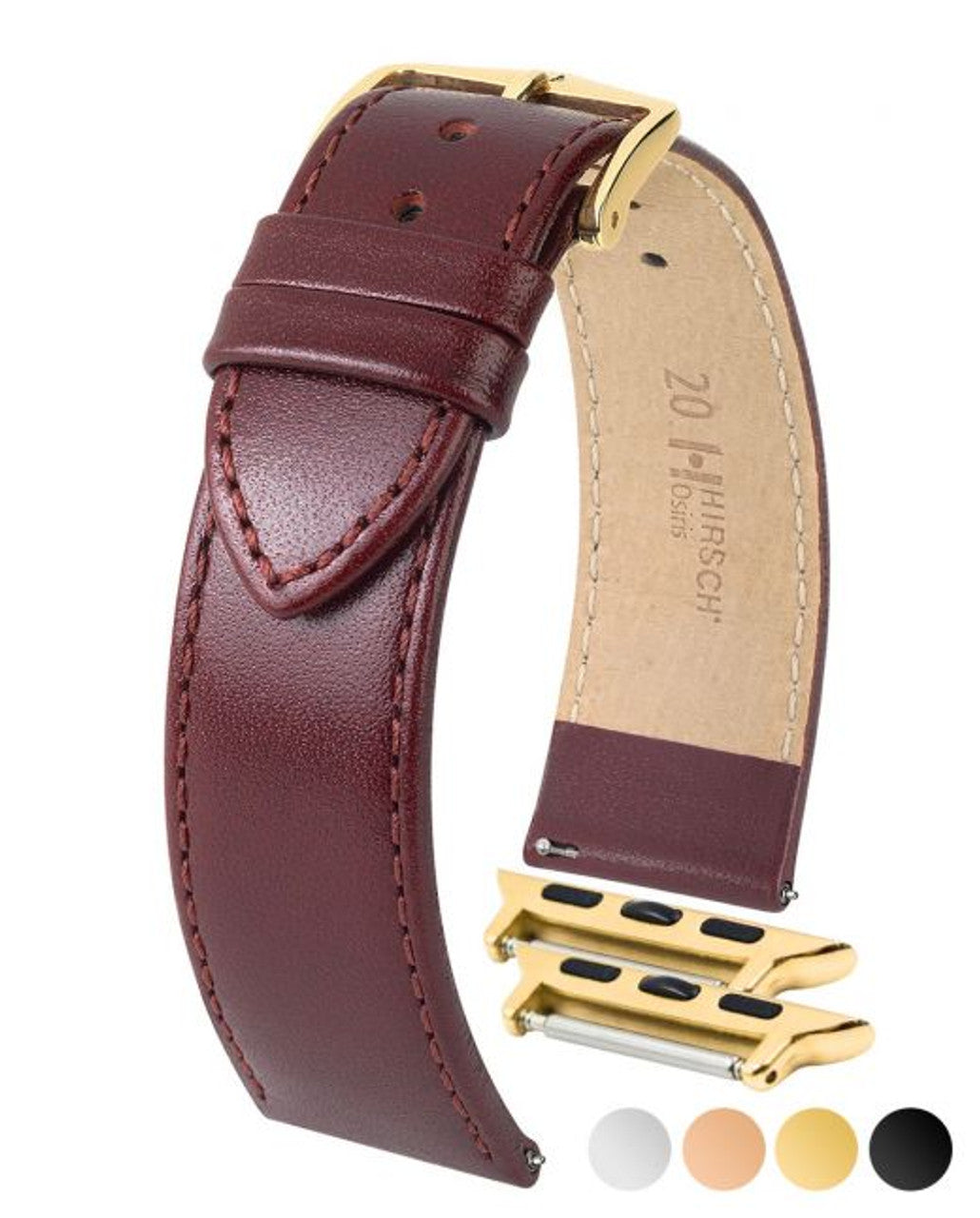 HIRSCH OSIRIS Box Leather Watch Bracelet 034 75 - Burgundy