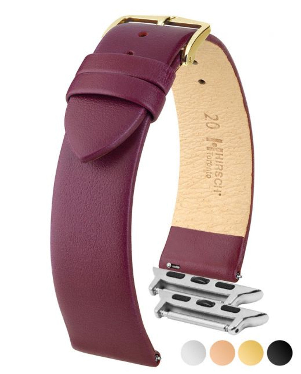 HIRSCH TORONTO Classic Calfskin Italian Watchband 037 02 - Burgundy