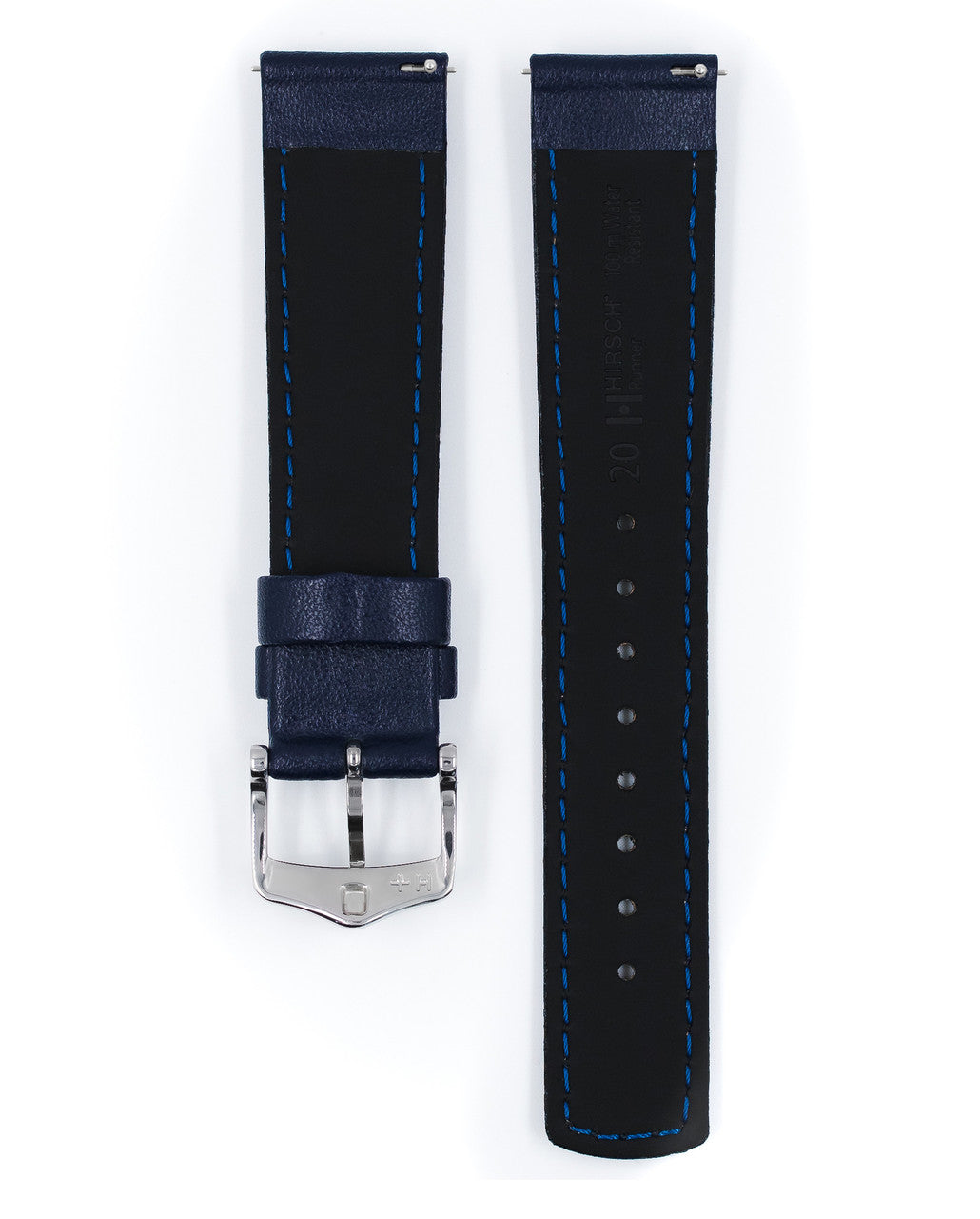 HIRSCH RUNNER Water Resistant Structured Calfskin Watchband 040 02 - Blue