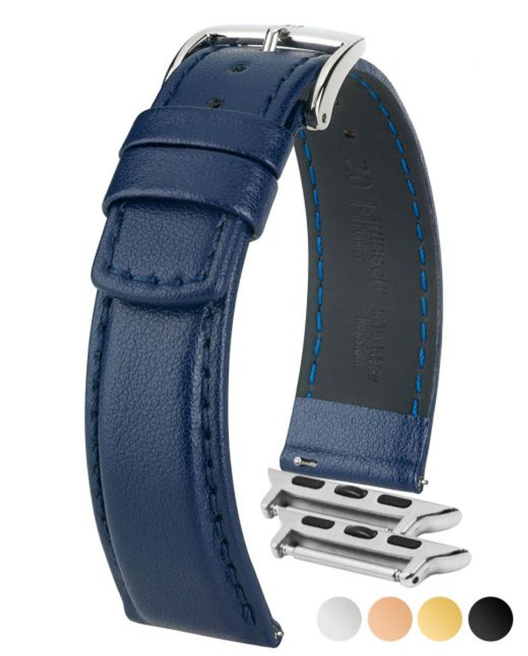 HIRSCH RUNNER Water Resistant Structured Calfskin Watchband 040 02 - Blue