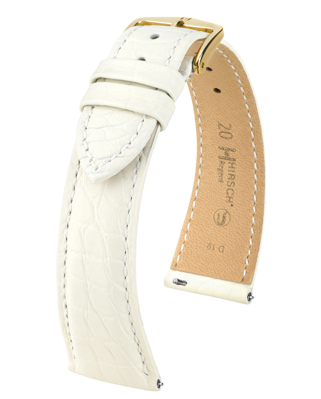 Hirsch REGENT Genuine Louisiana Matte Alligator Flank Watch Bracelet - White