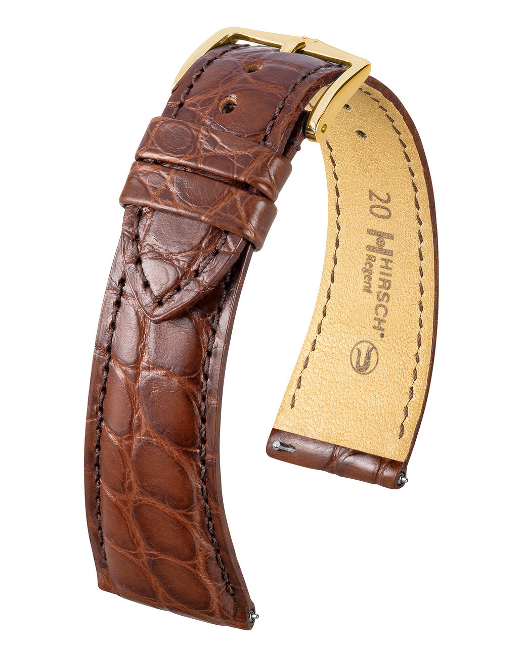 HIRSCH REGENT Genuine Louisiana Matte Alligator Flank Watch Bracelet 041 07 - Brown