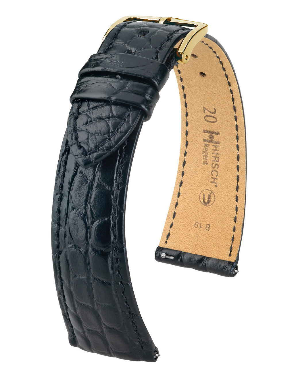 HIRSCH REGENT Genuine Louisiana Matte Alligator Flank Watch Bracelet 041 07 - Black