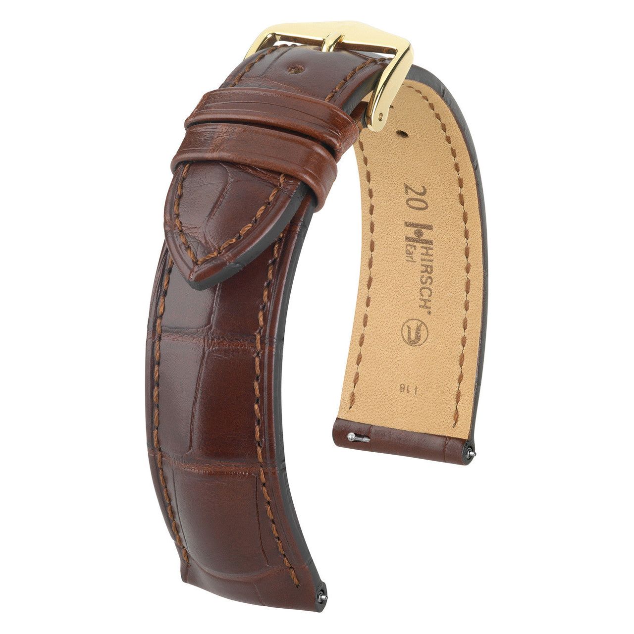 Brown HIRSCH EARL Genuine Louisiana Matte Alligator Watch Band 047 07