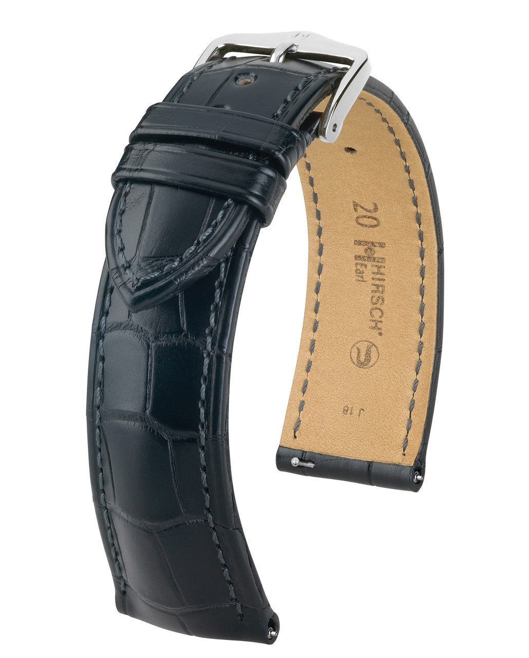 HIRSCH EARL Genuine Louisiana Matte Alligator Watch Band 047 07 - Black