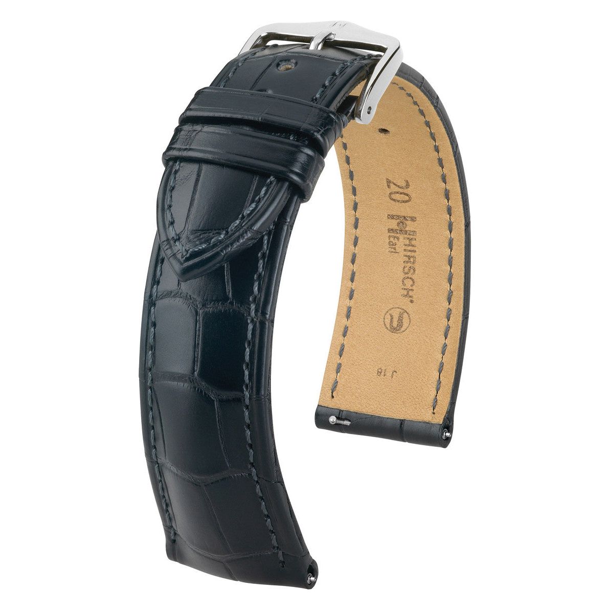 Black HIRSCH EARL Genuine Louisiana Matte Alligator Watch Band 047 07