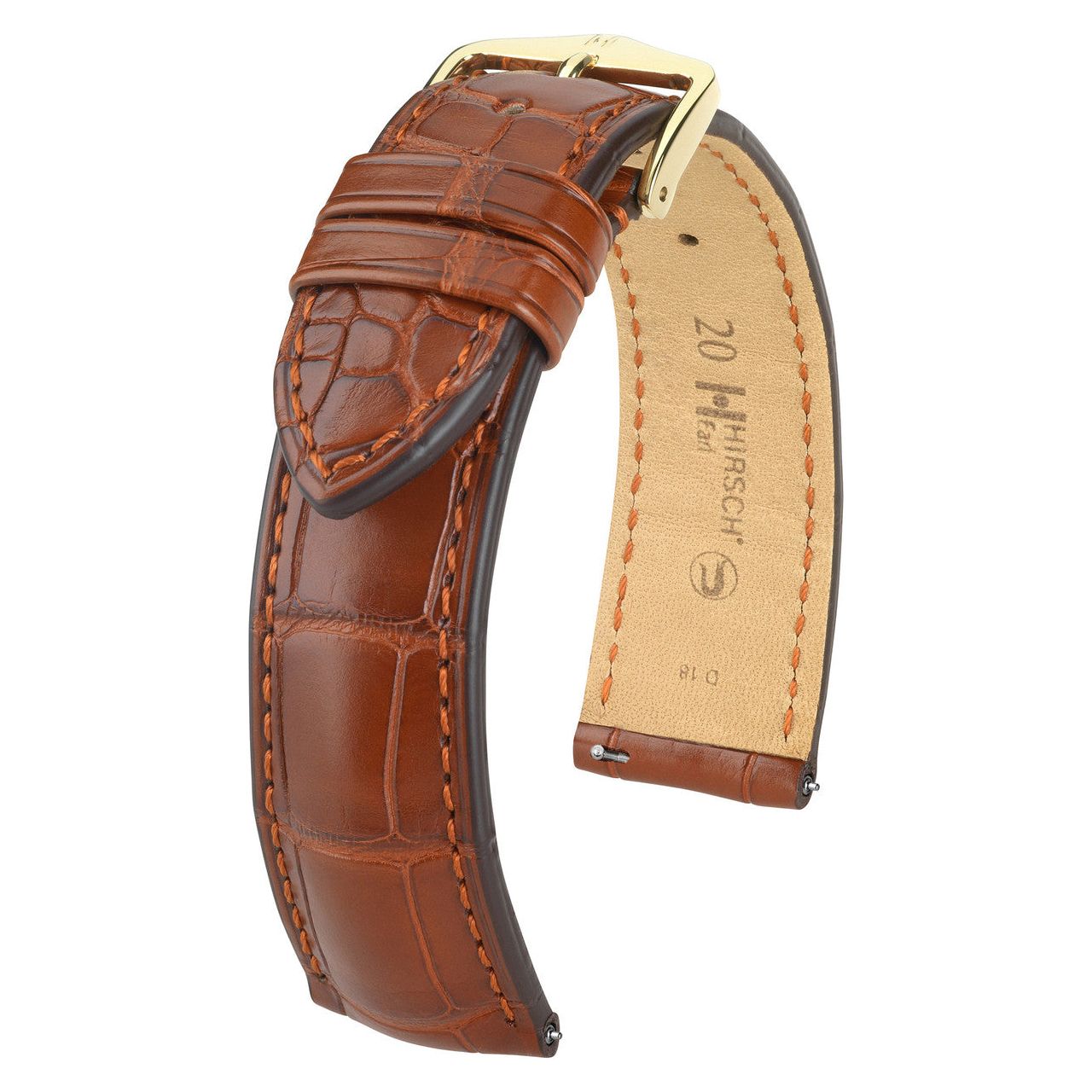 Gold Brown HIRSCH EARL Genuine Louisiana Matte Alligator Watch Band 047 07