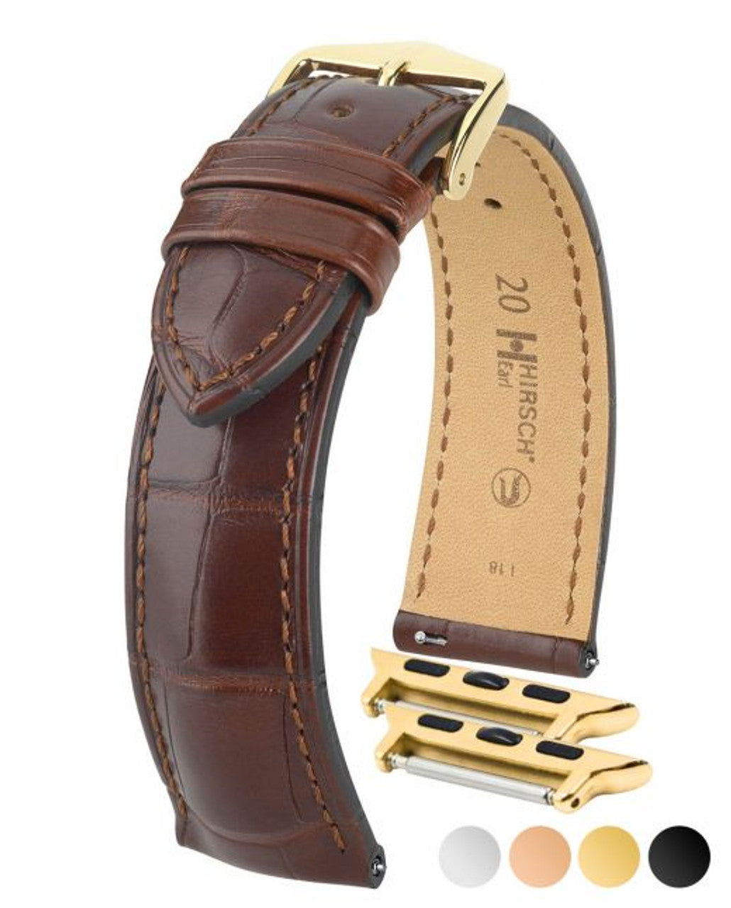 HIRSCH EARL Genuine Louisiana Matte Alligator Watch Band 047 07 - Brown