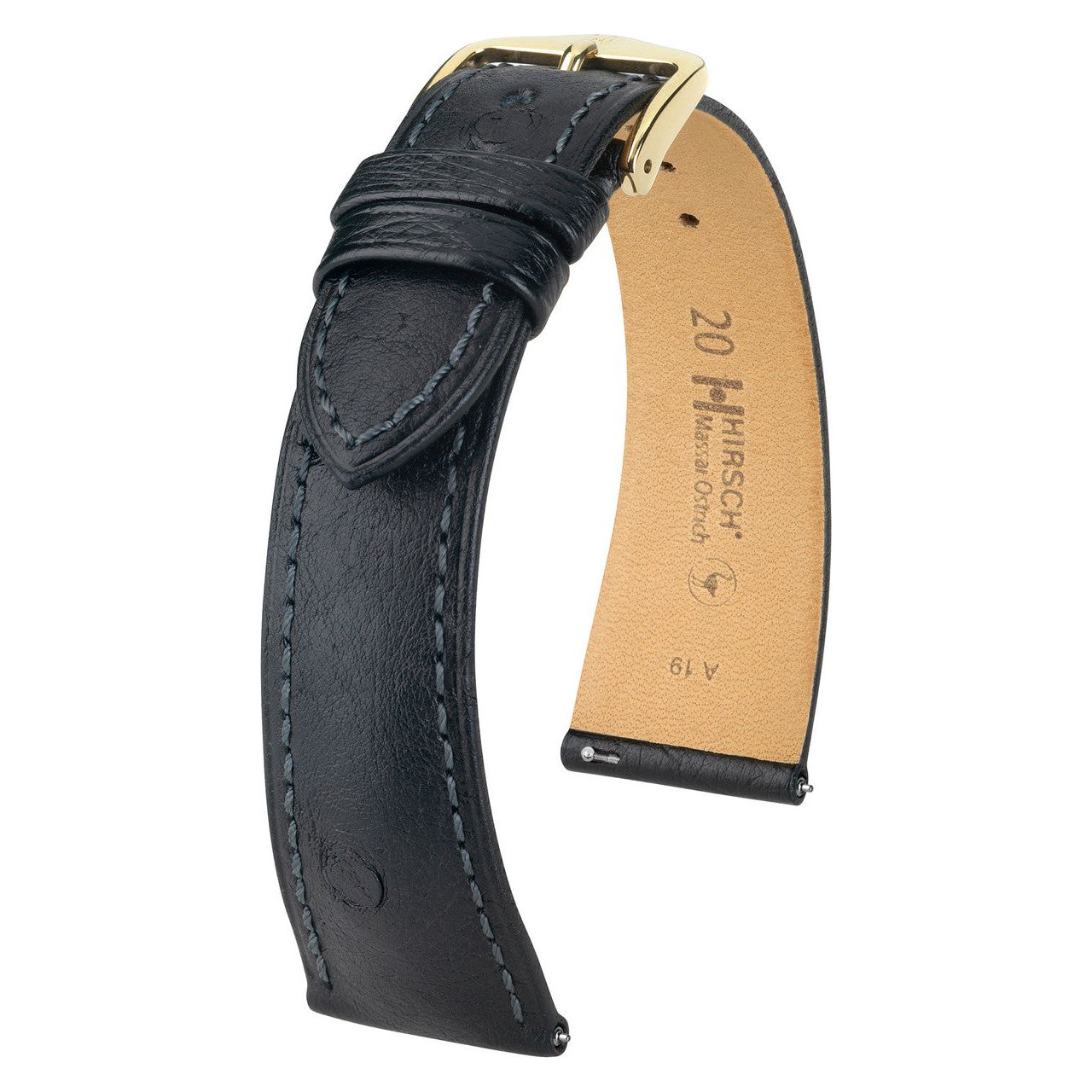 Black HIRSCH MASSAI OSTRICH Ostrich Watch Bracelet 043 62