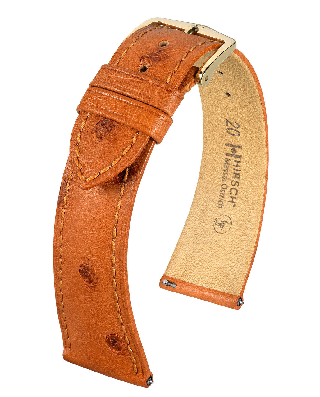 HIRSCH MASSAI OSTRICH Ostrich Watch Bracelet 043 62 - Gold Brown