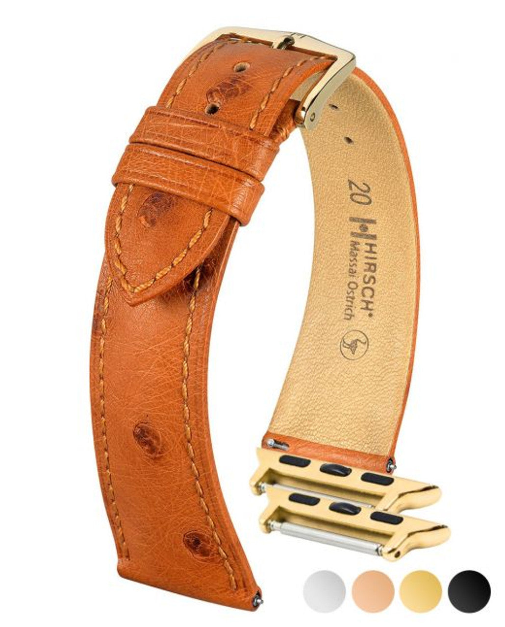 HIRSCH MASSAI OSTRICH Ostrich Watch Bracelet 042 62 - Gold Brown