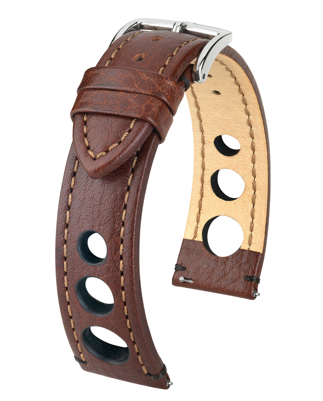 Hirsch RALLY Buffalo Calfskin Sports Watchband - Brown