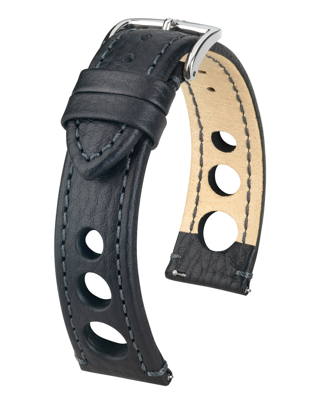 Hirsch RALLY Buffalo Calfskin Sports Watchband - Black