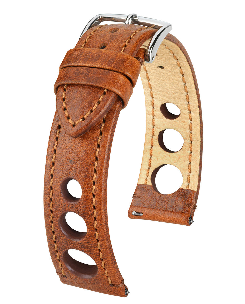 HIRSCH RALLY Buffalo Calfskin Sports Watchband 051 02 - Gold Brown