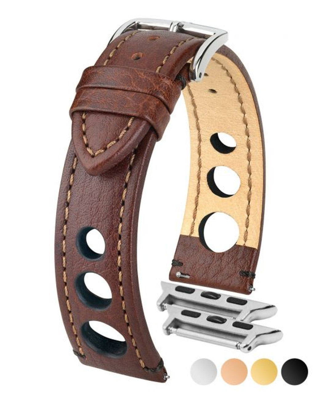 HIRSCH RALLY Buffalo Calfskin Sports Watchband 051 02 - Brown