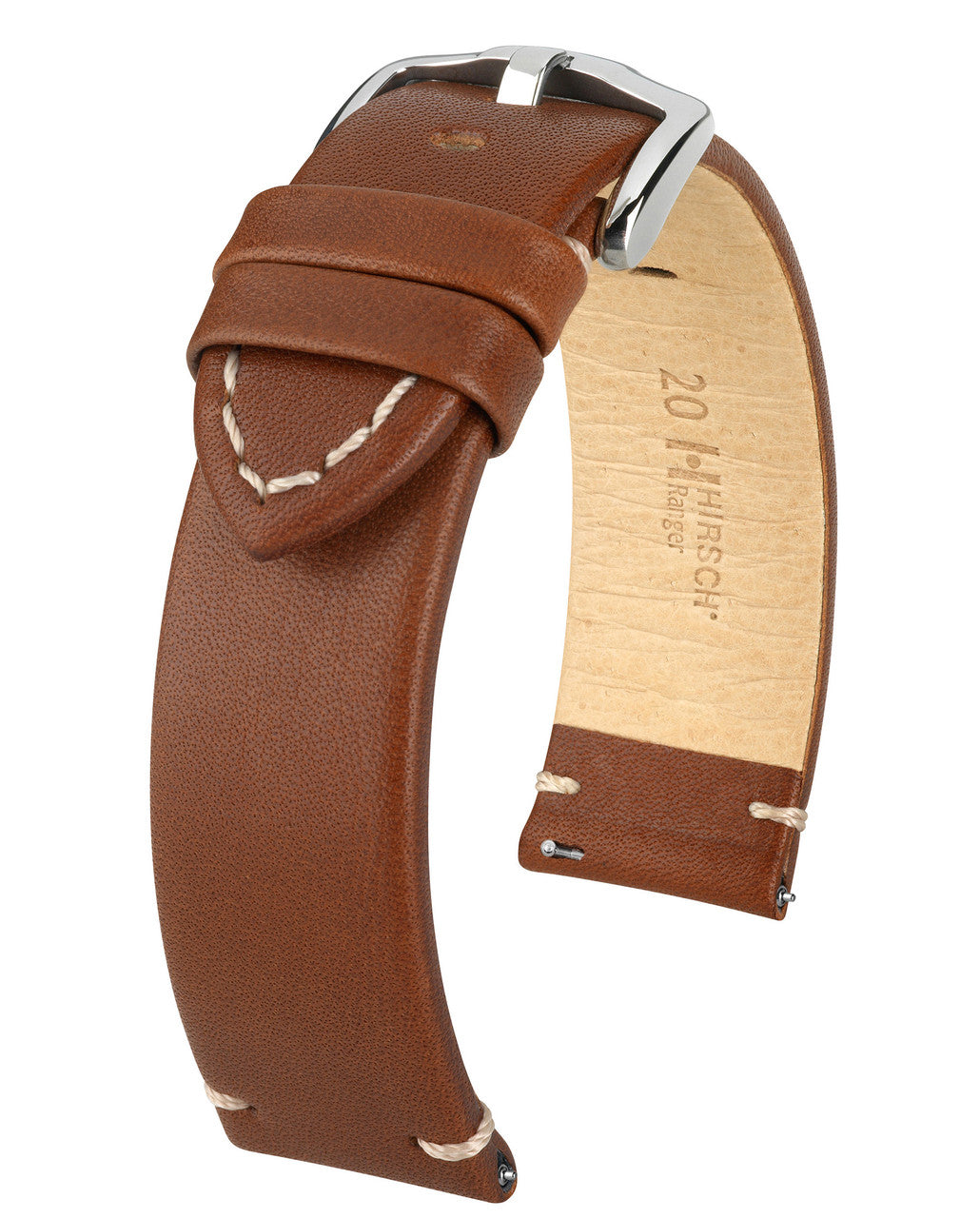 Hirsch RANGER Vintage style Calfskin Watch Strap - Gold Brown