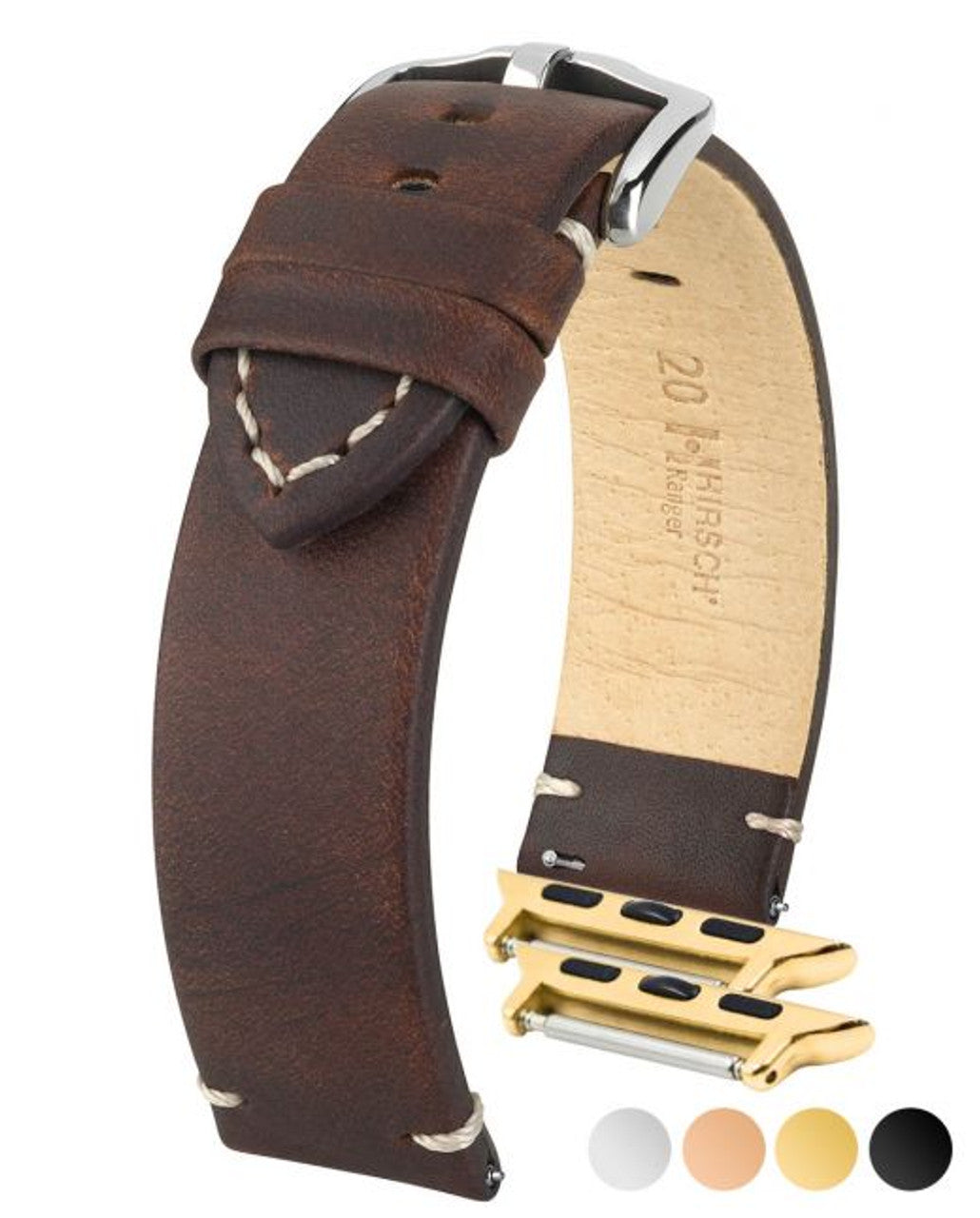 HIRSCH RANGER Vintage style Calfskin Watch Strap 054 02 - Brown