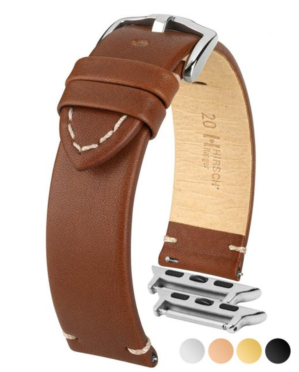 HIRSCH RANGER Vintage style Calfskin Watch Strap 054 02 - Gold Brown